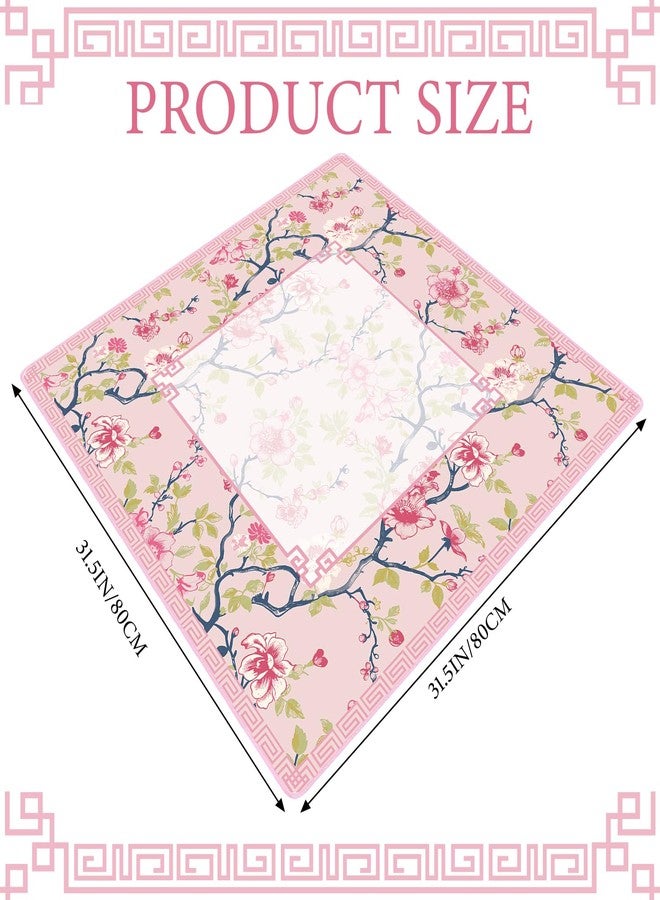 Sonwyoung Chinoiserie Mahjong Mat with 1 Carrying Bag 31.5" x 31.5" Pink and White Rubber Anti Slip and Noise Reduction Multi Purpose Game Table Cover for Mahjong, Card, Board Tile Games - Image 2